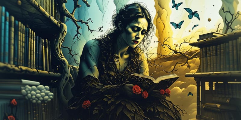 Illusion of Separation. Woman reading a book