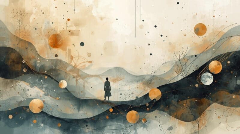 A lone figure in a vast space