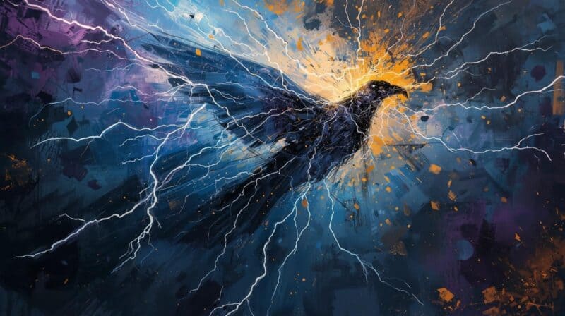 Lighting bird with flashes of light